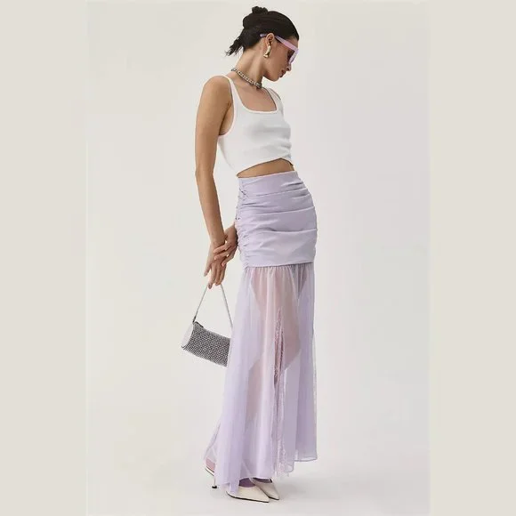 lig.sheer volume skirt M グレー lig.sheer volume skirt M グレー Womens Long Wool Skirt, Gray